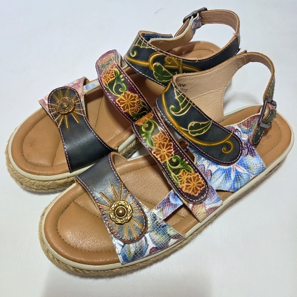 L'artiste Yahima Espadrilles Boho Multicolor Floral Casual Platform Sandal Sz 38 - Picture 2 of 11